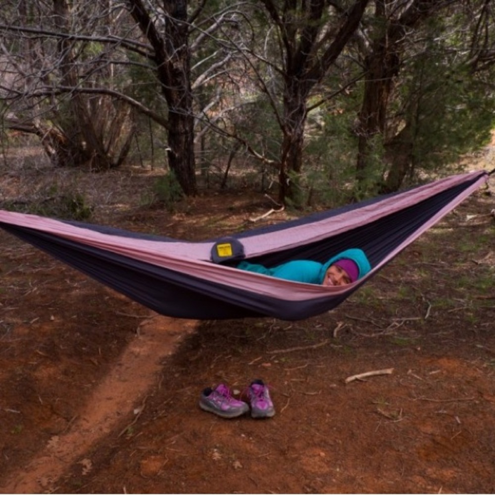 WISE OWL OUTFITTERS | Packable Travel Hammock - Black with Pink Accent